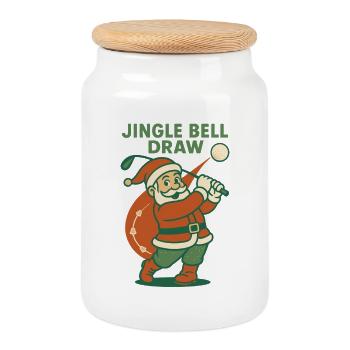 Jingle Bell Draw Lustiger Golf Santa Claus Urlaub - Keksdose mit Holzdeckel - Weiß - Vorne