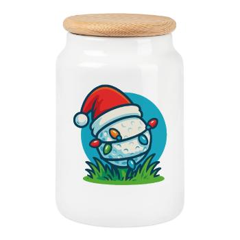 Lustiger Golfball Weihnachtsmann Weihnachtsfeiertag - Keksdose mit Holzdeckel - Weiß - Vorne