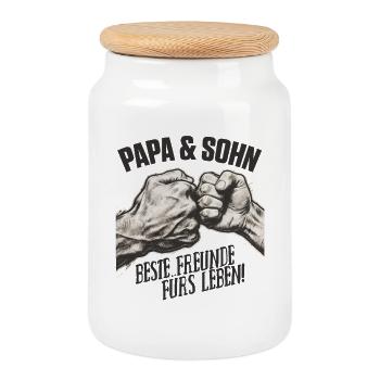 Papa et fils Friends For Life Chemise - Boîte à biscuits avec couvercle en bois - blanc - Devant