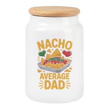 Nacho Average Dad Funny Design - Cookie Jar with Wooden Lid - white - Front