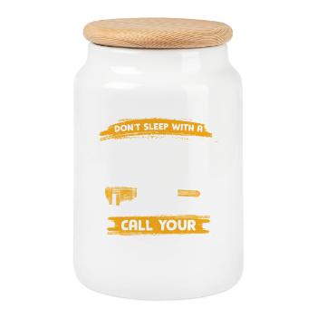 Ne dormez pas avec des gouttes Appelez le plombier - Boîte à biscuits avec couvercle en bois - blanc - Devant