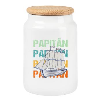 PAPITÄN voilier / Père, papa - Boîte à biscuits avec couvercle en bois - blanc - Devant