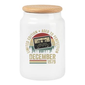 December 1979 - Anniversary December 1979 - Cookie Jar with Wooden Lid - white - Front