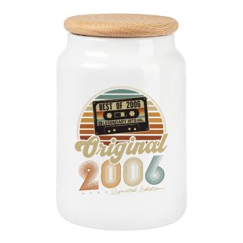 Original 2006 Vintage Cadeau d’anniversaire Rétro - Boîte à biscuits avec couvercle en bois - blanc - Devant