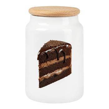 Gâteau - Boîte à biscuits avec couvercle en bois - blanc - Devant