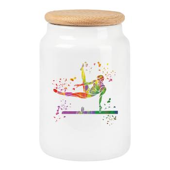 gymnastique artistique gymnaste au cheval d'arçons - Boîte à biscuits avec couvercle en bois - blanc - Devant