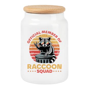Funny Raccoon - Cookie Jar with Wooden Lid - white - Front