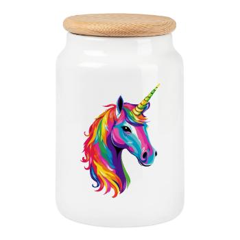 Licorne Poney Cavalier Chevaux Équitation Licornes - Boîte à biscuits avec couvercle en bois - blanc - Devant