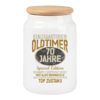 70 Years Unique Classic 70th Birthday - Cookie Jar with Wooden Lid - white - Front
