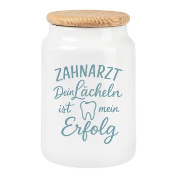 Dentiste Votre sourire est ma réussite - Boîte à biscuits avec couvercle en bois - blanc - Devant