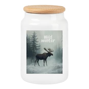 Wilder Winterelch - Keksdose mit Holzdeckel - Weiß - Vorne