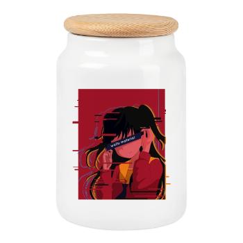 Waifu Anime Girl Kawaii Otaku Gift for Anime Lover - Cookie Jar with Wooden Lid - white - Front