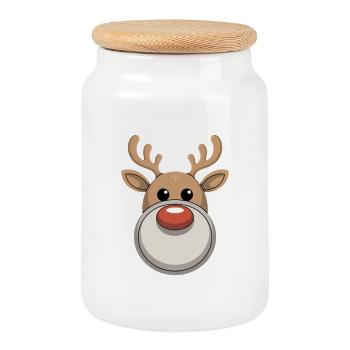 Rentier Ugly Christmas - Keksdose mit Holzdeckel - Weiß - Vorne