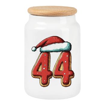 44 Number Biscuit Christmas - Cookie Jar with Wooden Lid - white - Front