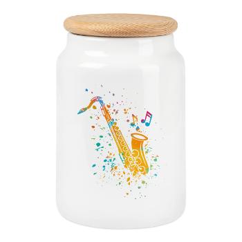 Saxophon Jazz Saxophonist Orchester Musiker - Keksdose mit Holzdeckel - Weiß - Vorne
