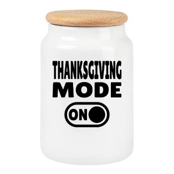 Thanksgiving Mode ON - Keksdose mit Holzdeckel - Weiß - Vorne