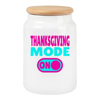 Thanksgiving Mode ON - Keksdose mit Holzdeckel - Weiß - Vorne