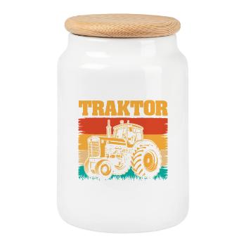 Agriculteur Agriculteur Agriculteur Tracteur Agricole - Boîte à biscuits avec couvercle en bois - blanc - Devant