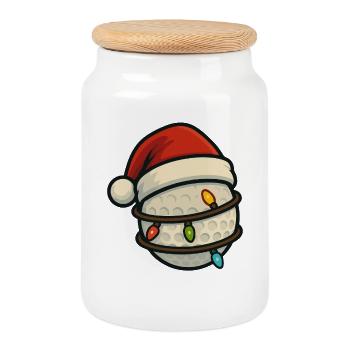 Lustiger Golfball Weihnachten Weihnachtsmann Urlaub - Keksdose mit Holzdeckel - Weiß - Vorne