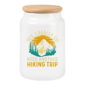 Yes I Really Do Need Another Hiking Trip Quote - Boîte à biscuits avec couvercle en bois - blanc - Devant