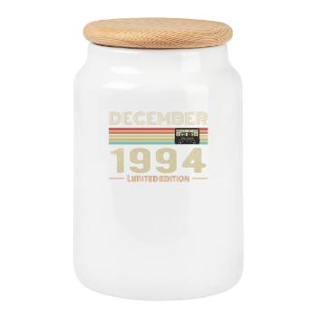 December 1994 Birthday December 1994 December - Cookie Jar with Wooden Lid - white - Front