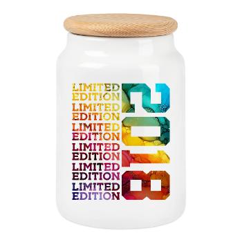 LIMITED EDITION 2018 8 YEARS 8TH BIRTHDAY - Cookie Jar with Wooden Lid - white - Front
