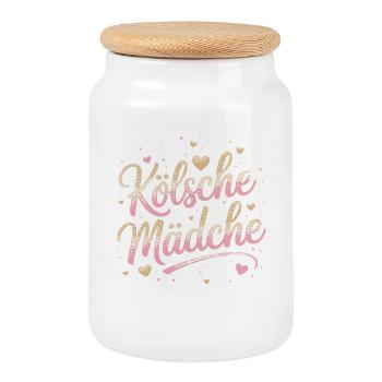 Cologne Filles Carnaval Cologne Filles - Boîte à biscuits avec couvercle en bois - blanc - Devant