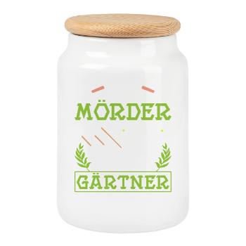 Garden Gardener Gardening Gardening Gardening Gardening - Cookie Jar with Wooden Lid - white - Front