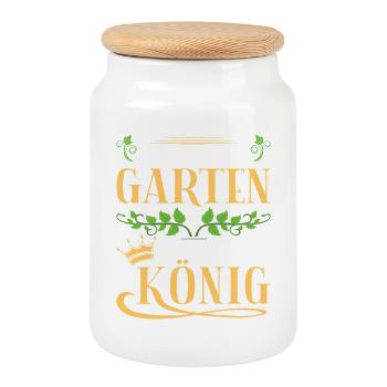 Garden Gardener Gardening Gardening Gardening Gardening - Cookie Jar with Wooden Lid - white - Front