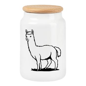 T-shirt en alpaga avec un joli cadeau à motif animal - Boîte à biscuits avec couvercle en bois - blanc - Devant