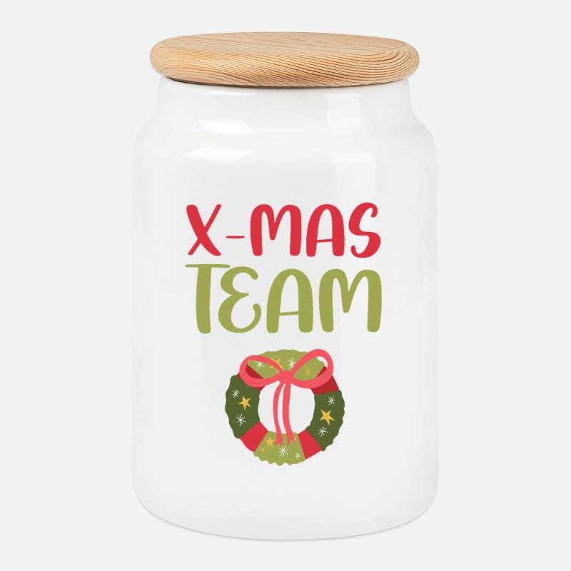 X-Mas Team - Keksdose mit Holzdeckel - Weiß
