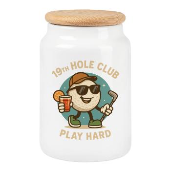 Golf Fun 19th Hole Club Hart spielen - Keksdose mit Holzdeckel - Weiß - Vorne