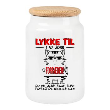 Changement d'emploi : Bonne chance pour votre nouveau travail ! Cadeau d'adieu - Boîte à biscuits avec couvercle en bois - blanc - Devant