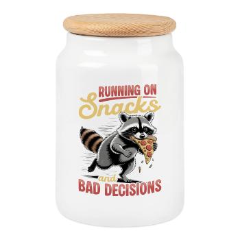 Funny Raccoon - Cookie Jar with Wooden Lid - white - Front