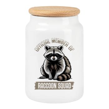 Funny Raccoon - Cookie Jar with Wooden Lid - white - Front