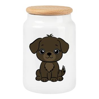 Hund - Keksdose mit Holzdeckel - Weiß - Vorne
