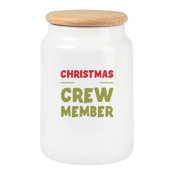 Weihnachten Crew Christmas - Cookie Jar with Wooden Lid - white - Front