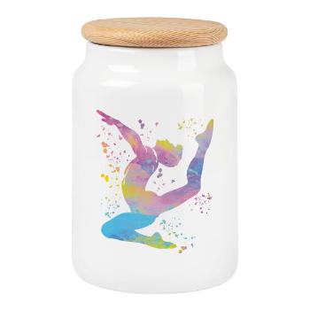 Gymnastics Floor Artistic Gymnastics - Cookie Jar with Wooden Lid - white - Front