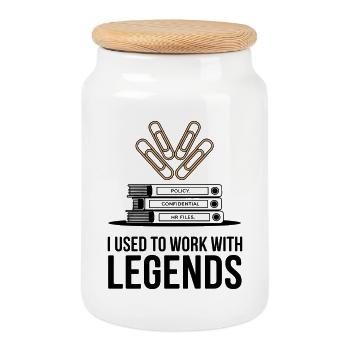 Früher habe ich mit Legenden gearbeitet Abschied Coworker Geschenk - Keksdose mit Holzdeckel - Weiß - Vorne