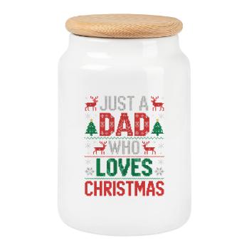 Seul un papa aime Noël - Boîte à biscuits avec couvercle en bois - blanc - Devant