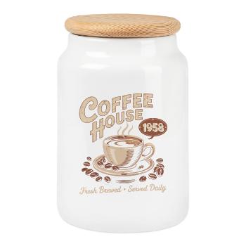 Vintage Kaffee Werbung - Keksdose mit Holzdeckel - Weiß - Vorne