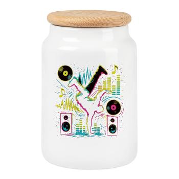 Breakdance Neon Style – Music & Street Art - Cookie Jar with Wooden Lid - white - Front