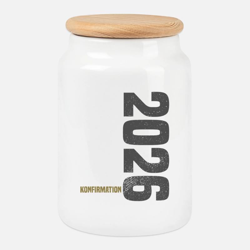 Glückwunsch Konfirmation 2026 - Keksdose mit Holzdeckel - Weiß