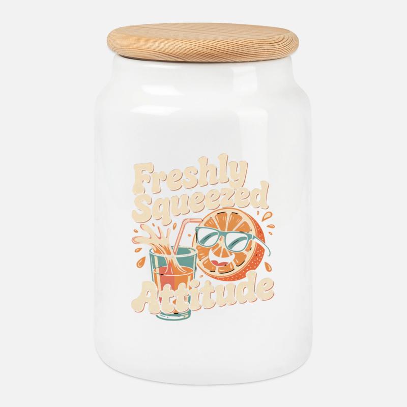 Retro Orange - Keksdose mit Holzdeckel - Weiß