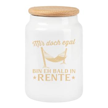 Ruhestand Hängematte - Eh bald in Rente - Keksdose mit Holzdeckel - Weiß - Vorne