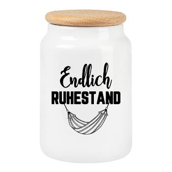 Enfin retraite / pension, hamac - Boîte à biscuits avec couvercle en bois - blanc - Devant