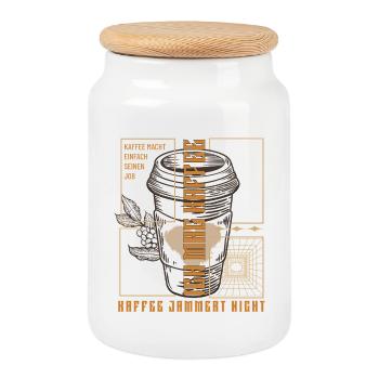 Coffee just does its job retro - Cookie Jar with Wooden Lid - white - Front