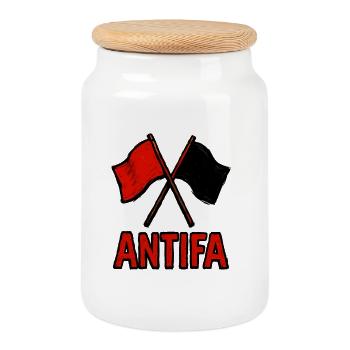 Antifa - Cookie Jar with Wooden Lid - white - Front