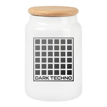 Dunkles Techno-Raster - Keksdose mit Holzdeckel - Weiß - Vorne