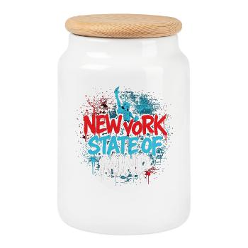 New York State of Mind – Graffiti Street Art Look - Cookie Jar with Wooden Lid - white - Front